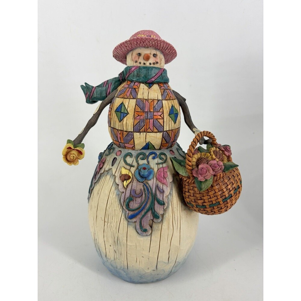 Jim Shore Heartwood Creek “Winter’s Promise” Snowman Lady Basket Figurine 112245